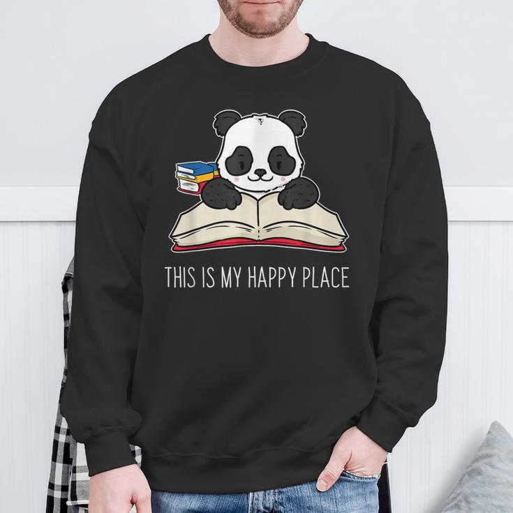Panda Bear Books Reading Library Saying Sweatshirt Gifts for Old Men