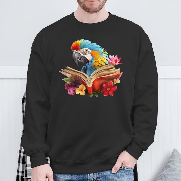 Parrot Reading Book Sweatshirt Gifts for Old Men Parrot Reading Book Sweatshirt Gifts for Old Men