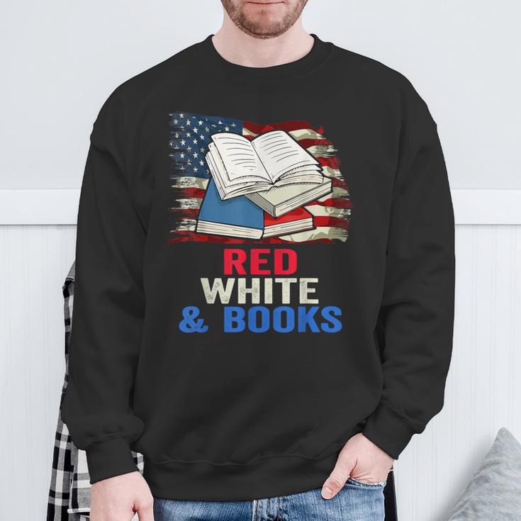 Patriotic Book Reader 4th Of July Bookworm American Flag For Women Kids Men Sweatshirt Gifts for Old Men