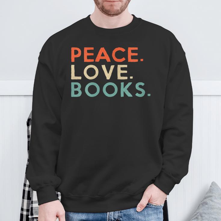 Peace Love Books Book Lover Reading Read Tee Sweatshirt Gifts for Old Men