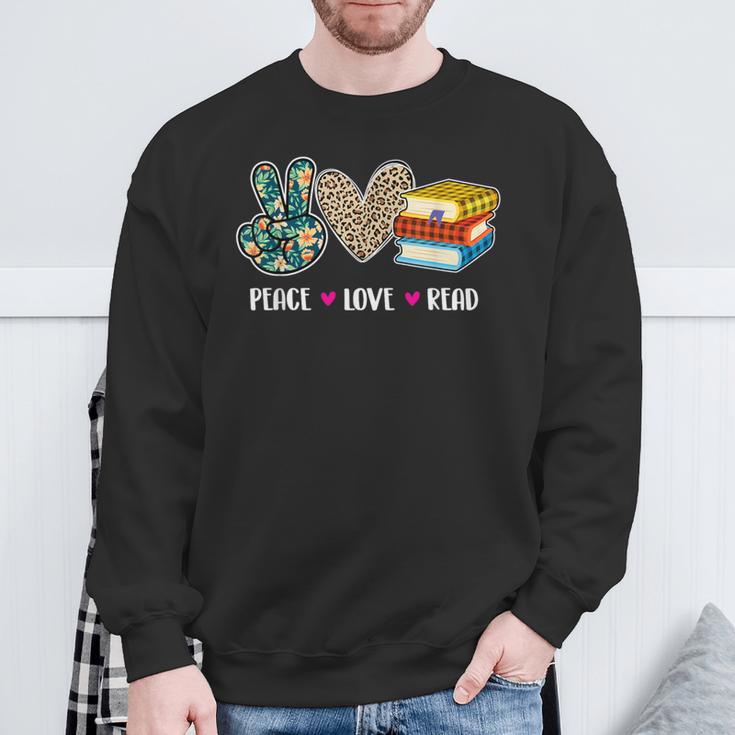 Peace Love Read Book Lover Reading Bookworm Reader Sweatshirt Gifts for Old Men