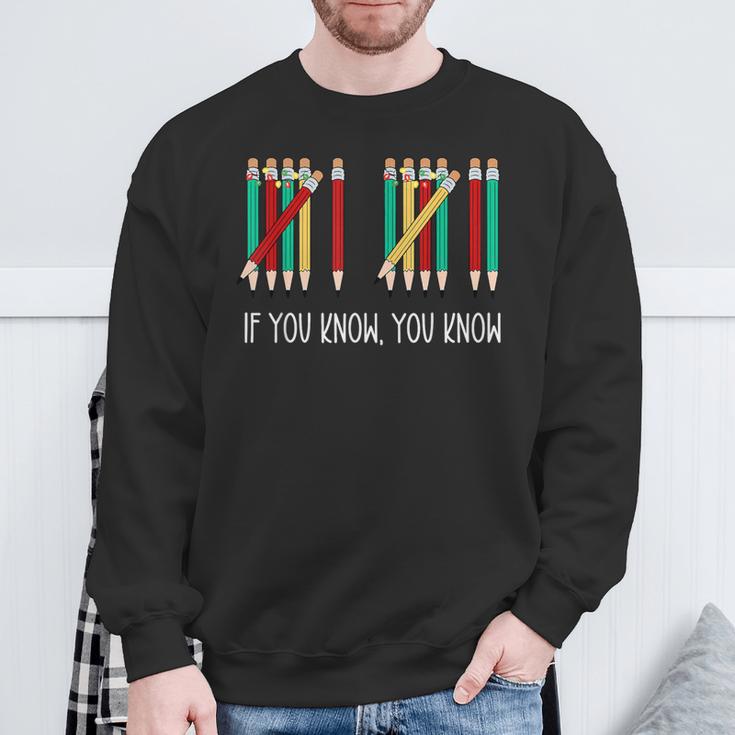 Pencil If You Know You Know 6 7 Reading Book Christmas Sweatshirt Gifts for Old Men