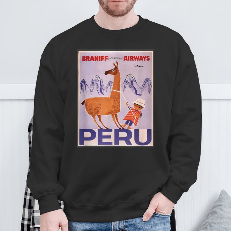 Peru レトロ ヴィンテージ 航空会社 トラベルポスター スウェットシャツ 高齢者への贈り物
