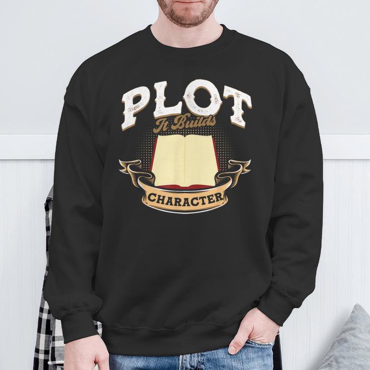 Plot It Builds Character Book Reading Sweatshirt Gifts for Old Men