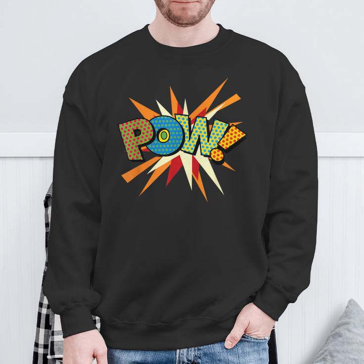 POW Colorful Comic Book Pop Art Fun Superhero Sweatshirt Gifts for Old Men