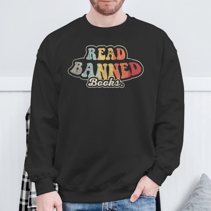Read Banned Books Advocacy Literature Support Sweatshirt Gifts for Old Men