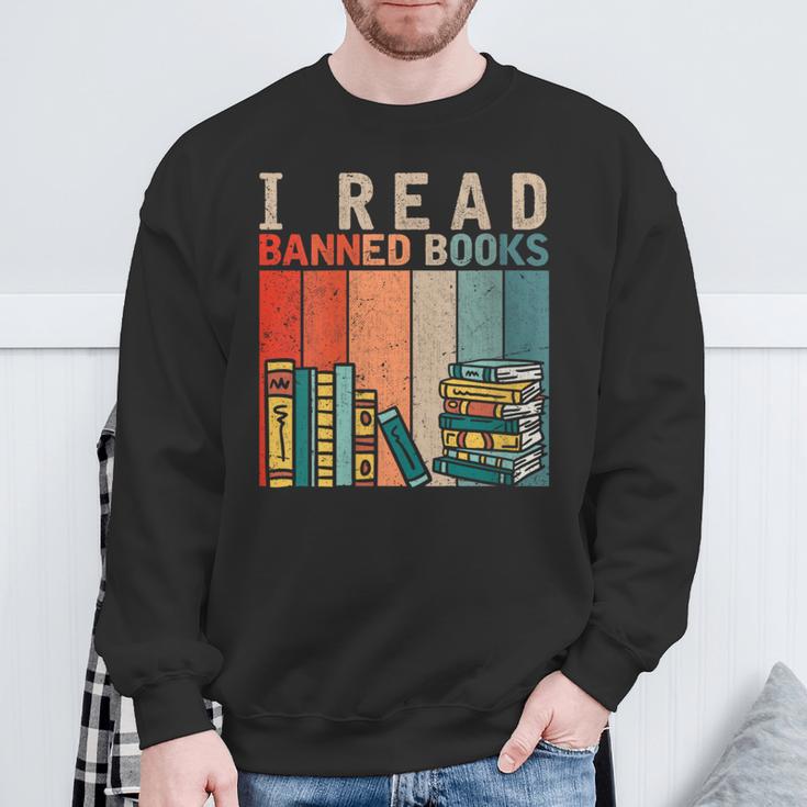 I Read Banned Books Reader Bookworm Sweatshirt Gifts for Old Men