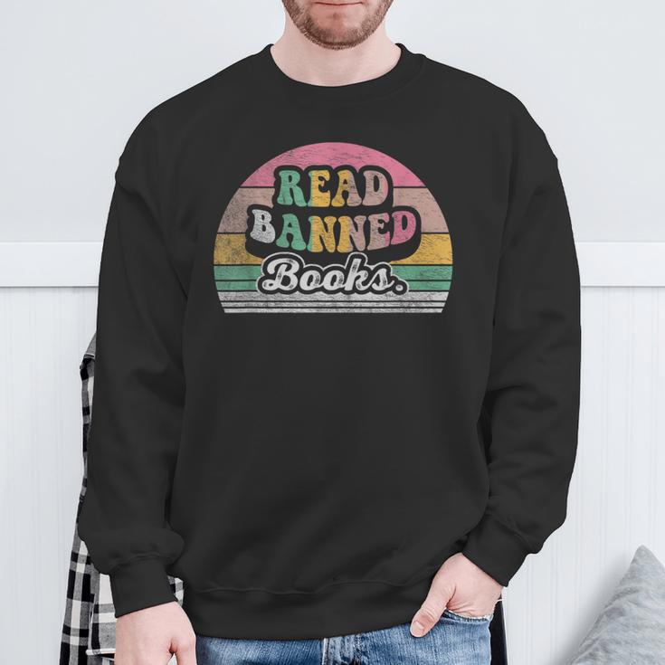 Read Banned Books Retro Style Graphic Sweatshirt Gifts for Old Men