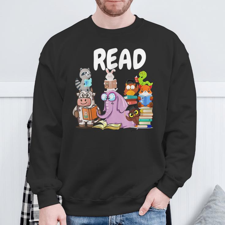 Read Book Club Piggie Elephant Pigeons Teacher Library For Men Women Kids Sweatshirt Gifts for Old Men