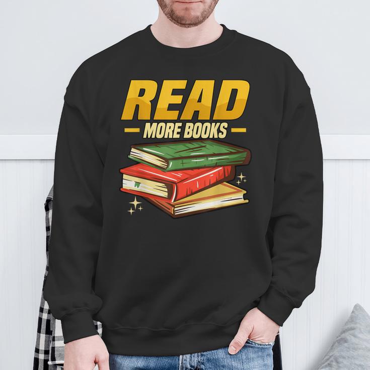 Read More Books Book Worm Library Nerds Librarian Sweatshirt Gifts for Old Men