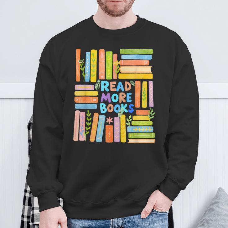 Read More Books Colorful Watercolor Reader Sweatshirt Gifts for Old Men