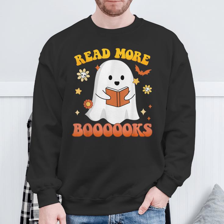 Read More Books With Ghost For Halloween Teacher Costume Sweatshirt Gifts for Old Men