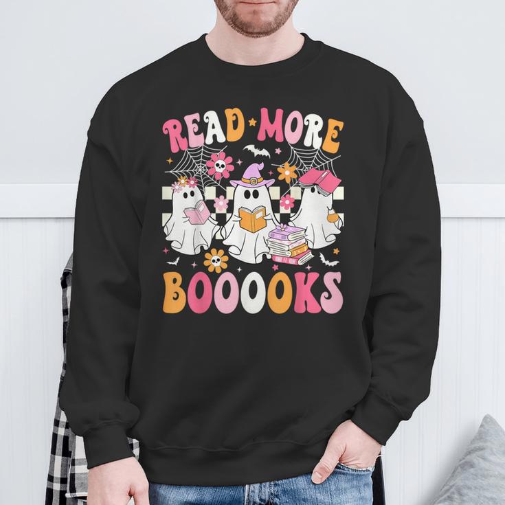 Read More Books Ghosts Reading Book Teacher Halloween Sweatshirt Gifts for Old Men