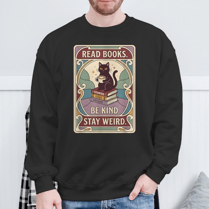 Read Books Be Kind Stay Weird Cat Tarot Card Coffee Reading Sweatshirt Gifts for Old Men Read Books Be Kind Stay Weird Cat Tarot Card Coffee Reading Sweatshirt Gifts for Old Men