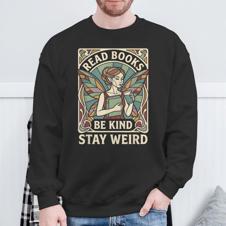 Read Books Be Kind Stay Weird Tarot Fairy Coffee Reading FAE Sweatshirt Gifts for Old Men