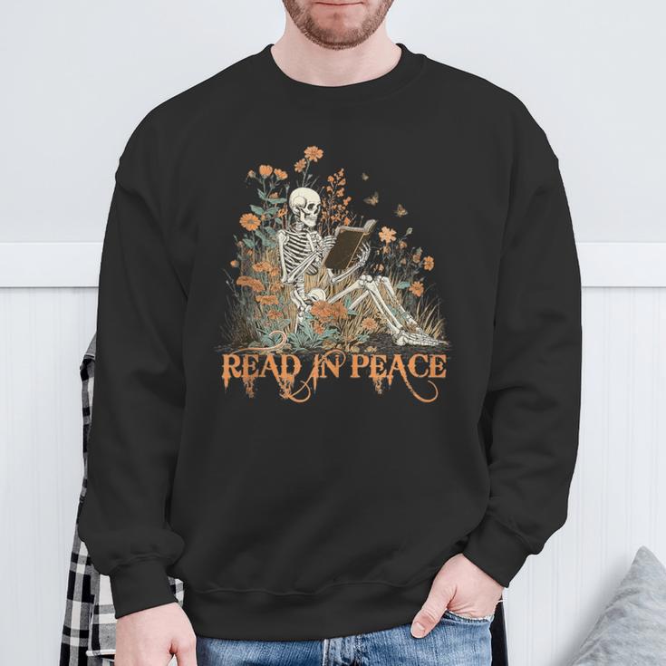 Read In Peace Skeleton Reading Book Halloween Bookish Sweatshirt Gifts for Old Men Read In Peace Skeleton Reading Book Halloween Bookish Sweatshirt Gifts for Old Men