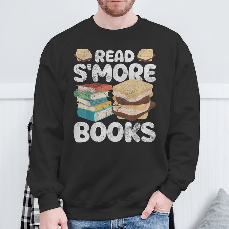 Read S'More Books Camping Reading Bookworm Book Lover Grunge Sweatshirt Gifts for Old Men