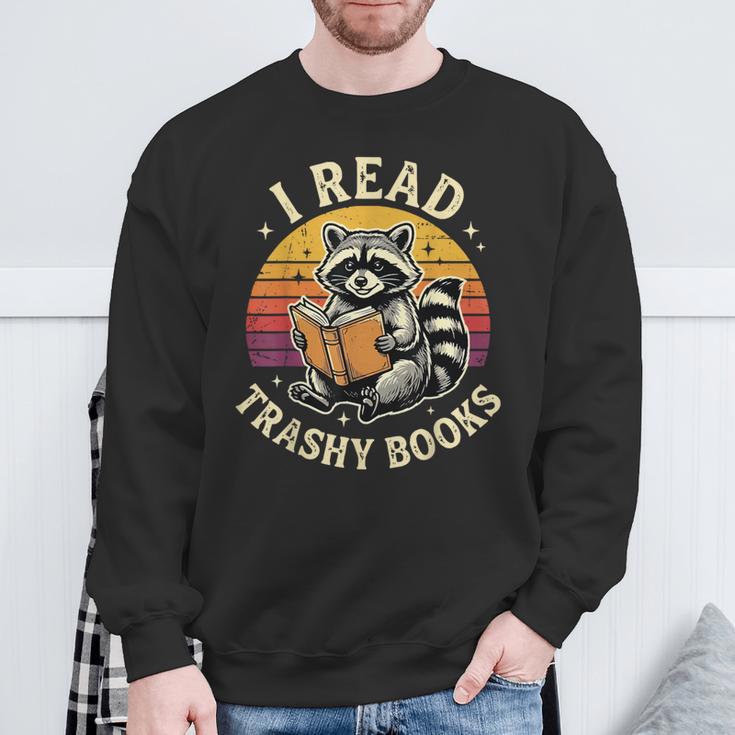 I Read Trashy Books Raccoon Sweatshirt Gifts for Old Men