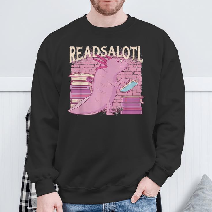 READALOTL Read A Lot AXOLOTL Reader Books Axolotls Meme Sweatshirt Gifts for Old Men