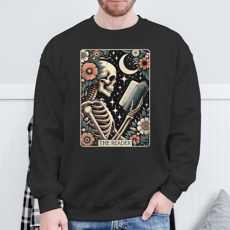 The Reader Tarot Card Skeleton Reading Book Bookworm Bookish Sweatshirt Gifts for Old Men The Reader Tarot Card Skeleton Reading Book Bookworm Bookish Sweatshirt Gifts for Old Men