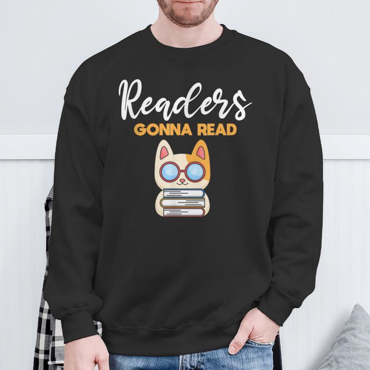 Readers Gonna Read Cat & Book Lover Sweatshirt Gifts for Old Men