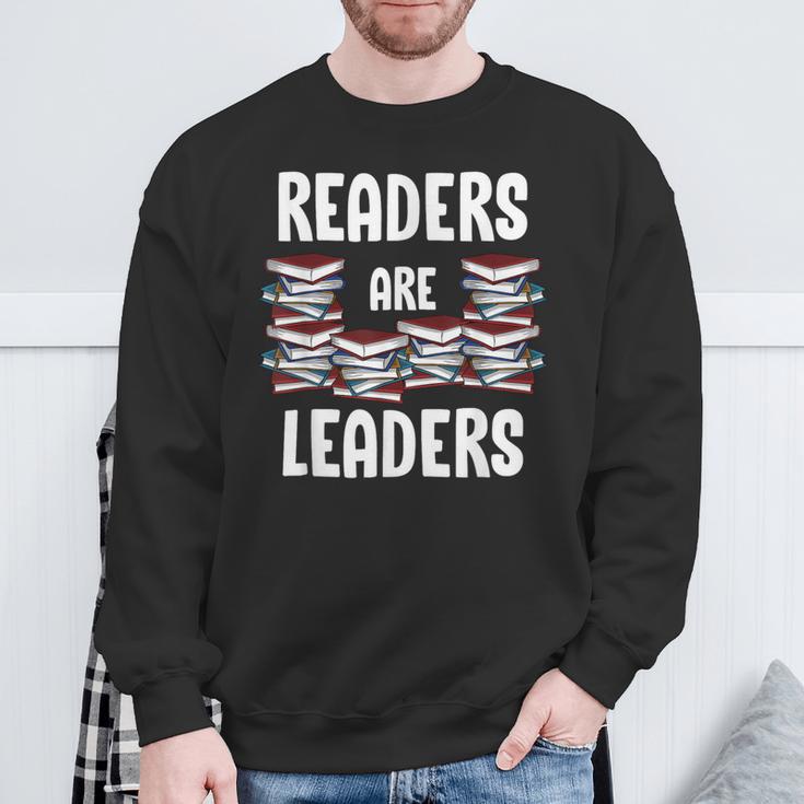 Readers Are Leaders Book Lover Librarian Sayings Quotes Sweatshirt Gifts for Old Men