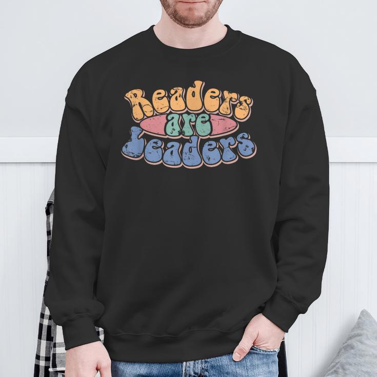 Readers Are Leaders Men Women Kids Reading Book Lover Sweatshirt Gifts for Old Men