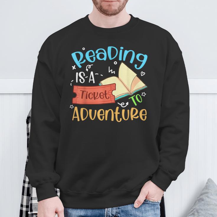 Reading Adventure Librarian Bookworm Book Lover Sweatshirt Gifts for Old Men