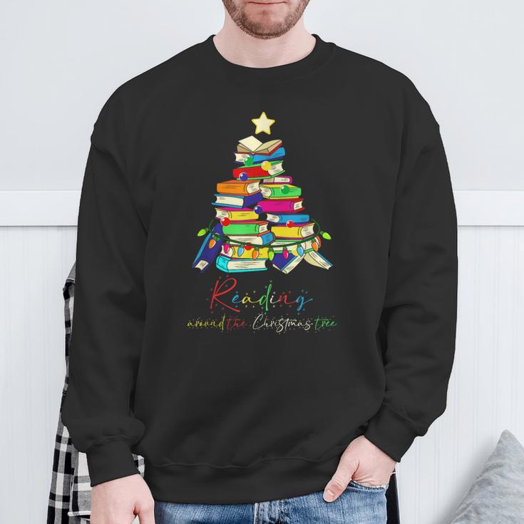 Reading Around The Christmas Tree Books Family Readers Xmas Sweatshirt Gifts for Old Men
