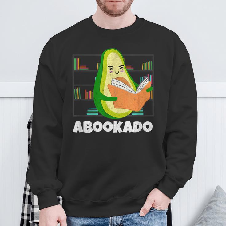 Reading Avocado Book School Librarian Abookado Sweatshirt Gifts for Old Men