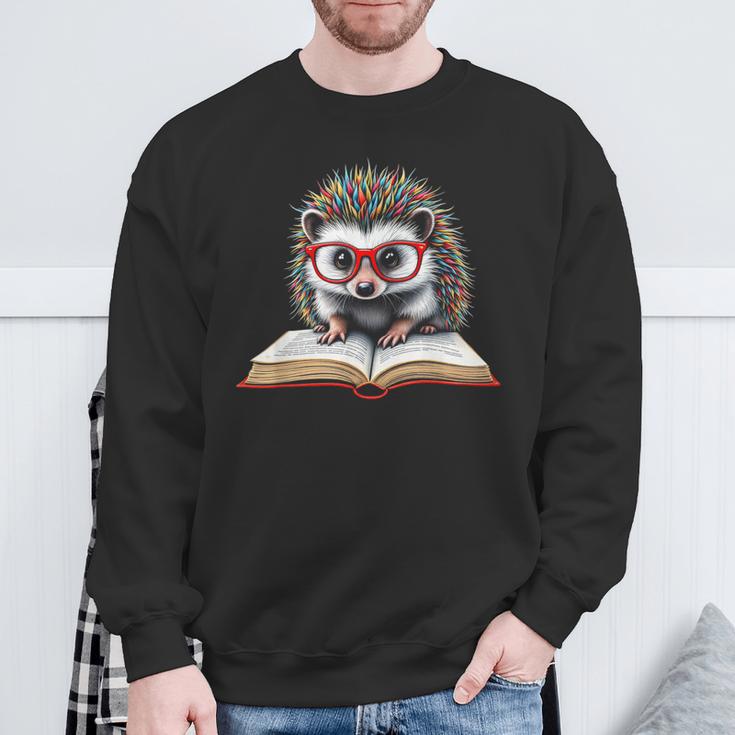 Reading Book Hedgehog Sweatshirt Gifts for Old Men Reading Book Hedgehog Sweatshirt Gifts for Old Men