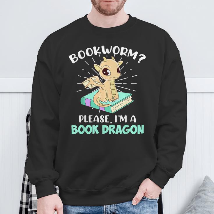 Reading Books Bookworm I Am a Book Dragon Sweatshirt Gifts for Old Men