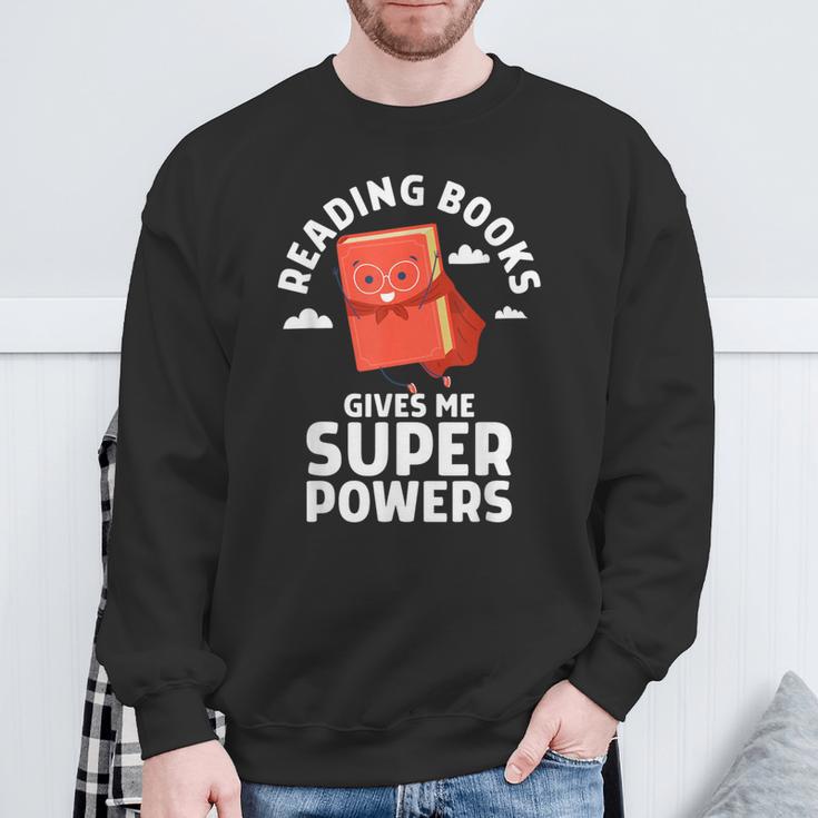Reading Books Gives Me Superpowers Superhero Book Sweatshirt Gifts for Old Men