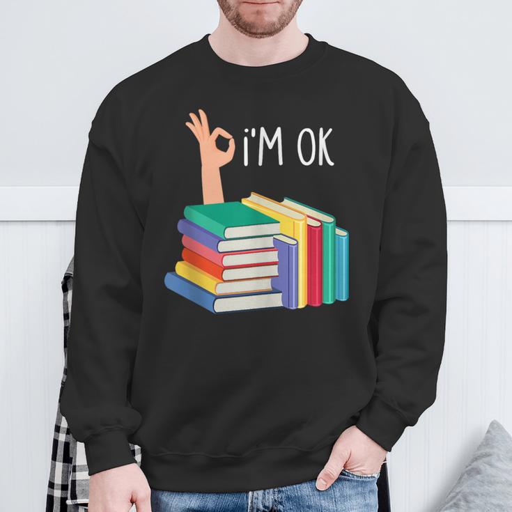 Reading Books Librarian Reader Nerd I'm Ok Sweatshirt Gifts for Old Men