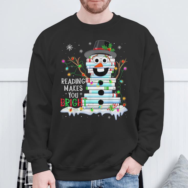 Reading Make You Bright Reader Book Lover Bookworm Christmas Sweatshirt Gifts for Old Men