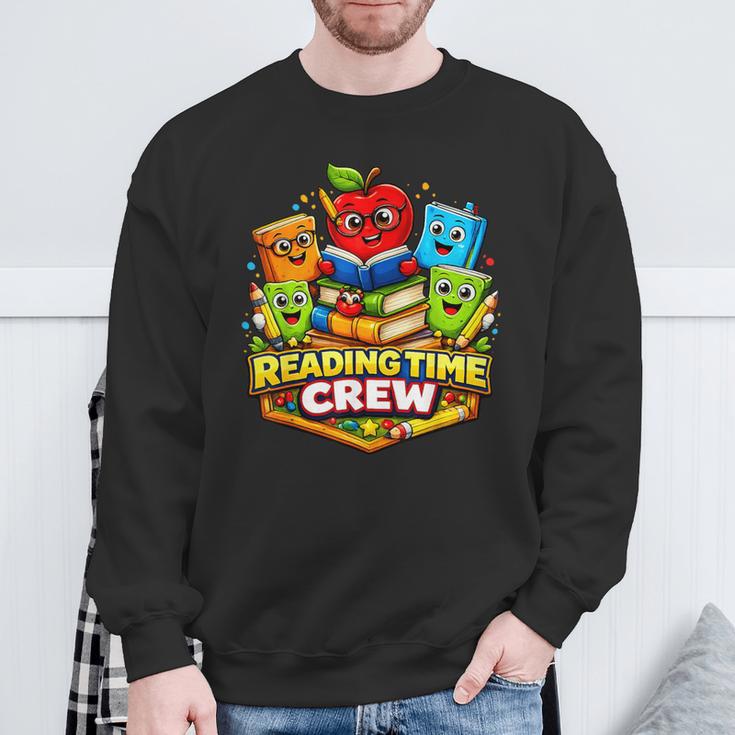 Reading Crew Teacher Literacy Classroom Book Sweatshirt Gifts for Old Men