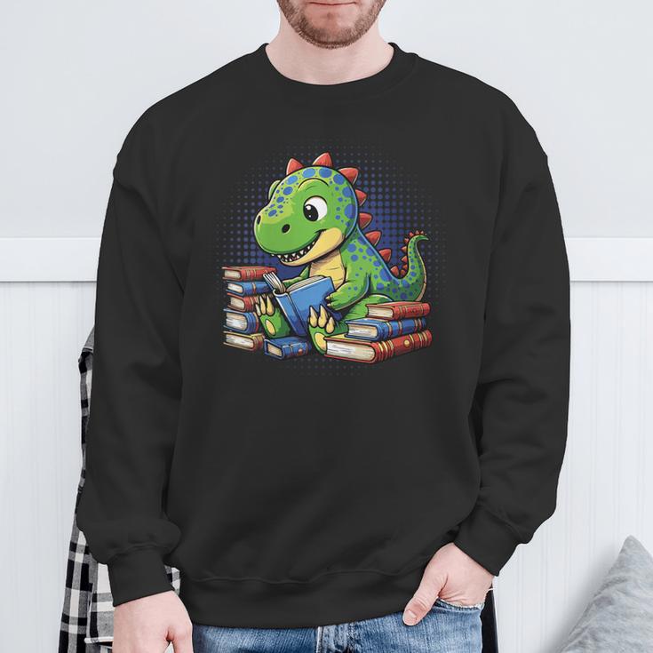 Reading Dinosaur Book Lover Cute Dino Reading Sweatshirt Gifts for Old Men Reading Dinosaur Book Lover Cute Dino Reading Sweatshirt Gifts for Old Men