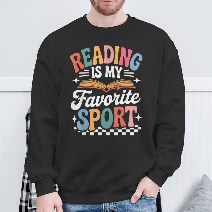 Reading Is My Favorite Sport Book Lover Quote Groovy Sweatshirt Gifts for Old Men