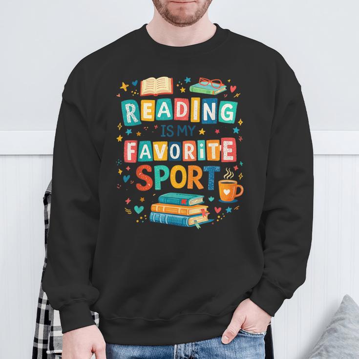 Reading Is My Favorite Sport Colorful Books Readers Teachers Sweatshirt Gifts for Old Men