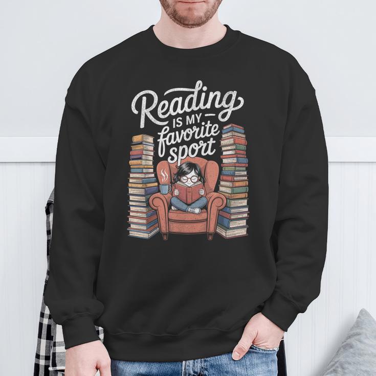 Reading Is My Favorite Sport Retro Book Lover Girl Library Sweatshirt Gifts for Old Men
