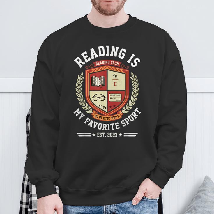 Reading Is My Favorite Sport Varsity Reading Club Book Sweatshirt Gifts for Old Men