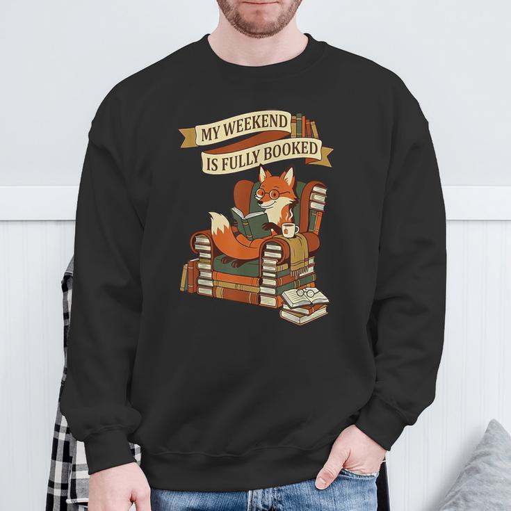 Reading Fox My Weekend Is Fully Booked Book Lover Sweatshirt Gifts for Old Men
