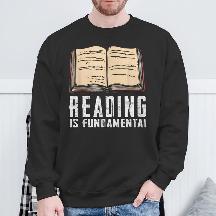 Reading Fundamental Books Lover Bookworm Reader Literature Sweatshirt Gifts for Old Men