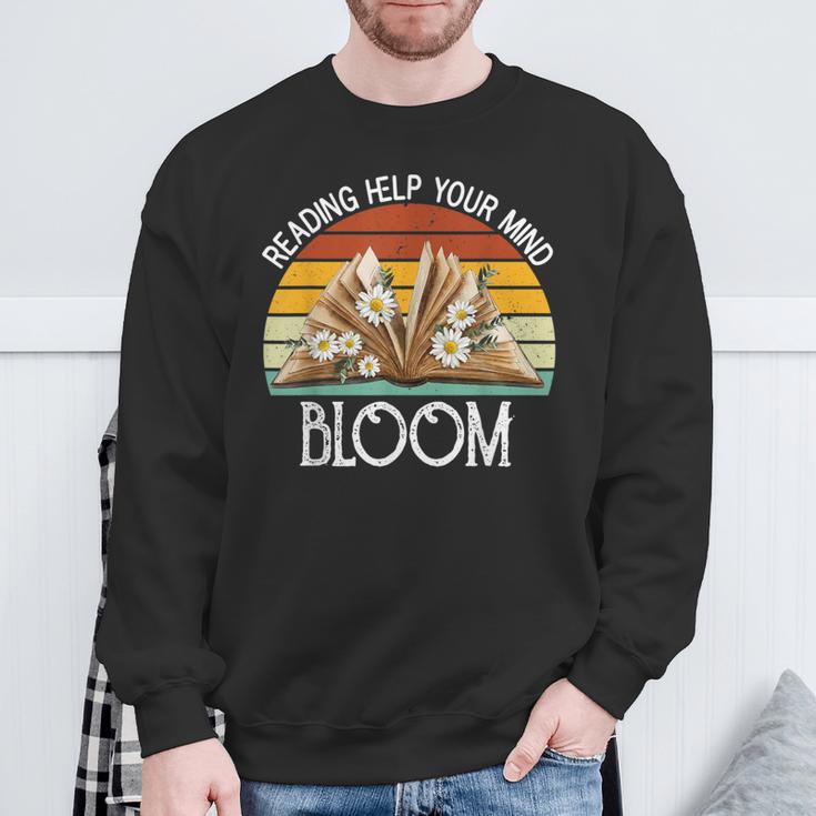 Reading Helps Your Mind Bloom Book Reading Book Lover Sweatshirt Gifts for Old Men