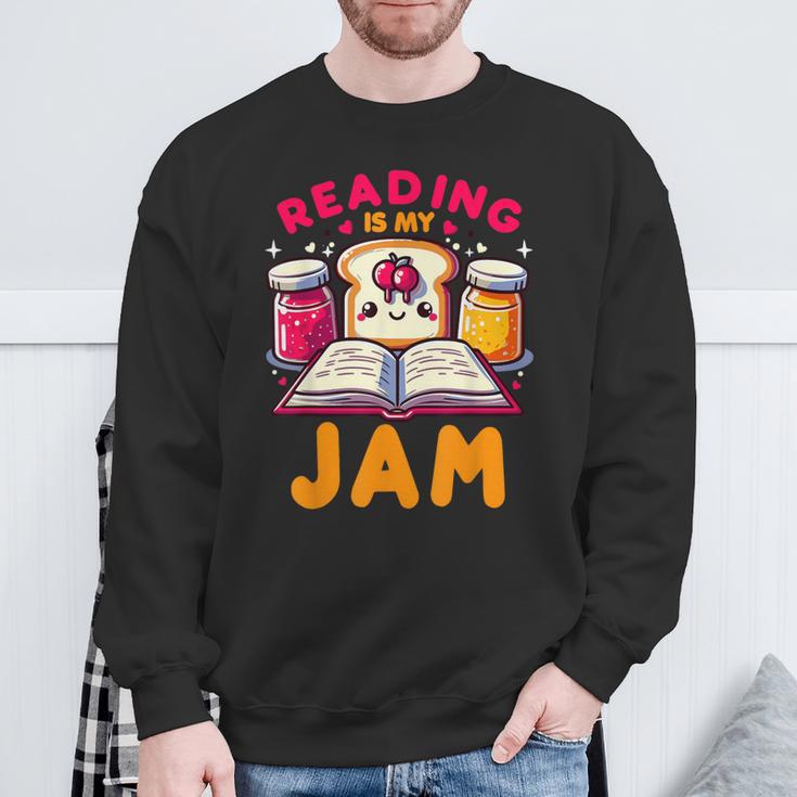 Reading Is My Jam Book Lover Kids Teacher Sweatshirt Gifts for Old Men