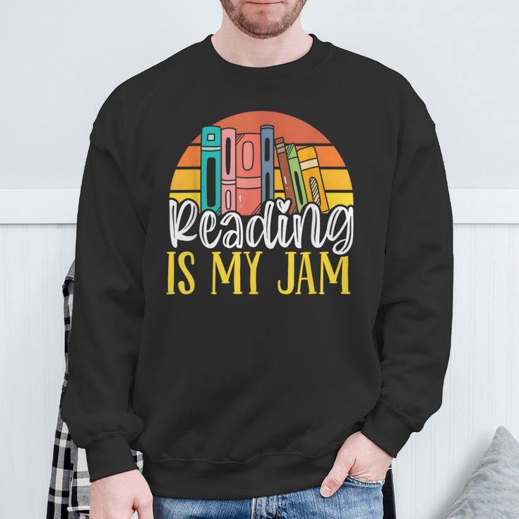 Reading Is My Jam Bookworm Book Reading Sweatshirt Gifts for Old Men
