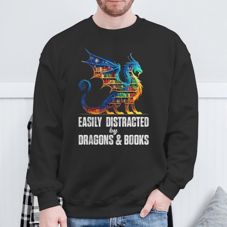 Reading Lover Easily Distracted By Dragons And Books Dragon Sweatshirt Gifts for Old Men Reading Lover Easily Distracted By Dragons And Books Dragon Sweatshirt Gifts for Old Men