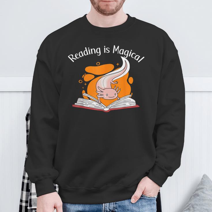 Reading Is Magical Book Lover & Axolotl Sweatshirt Gifts for Old Men