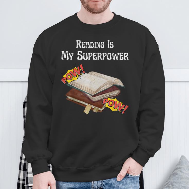 Reading Is My Superpower Book Lover Sweatshirt Gifts for Old Men
