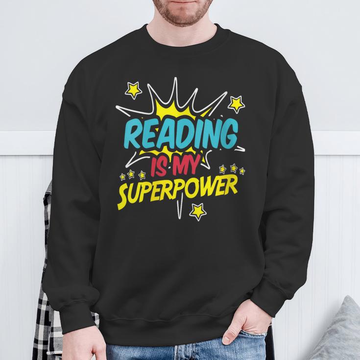 Reading Is My Superpower Book Nerds & Geeks Sweatshirt Gifts for Old Men